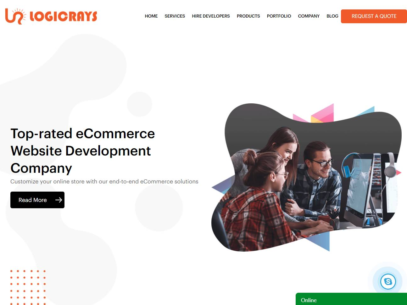 Screenshot of the LogicRays Technologies Pvt Ltd website