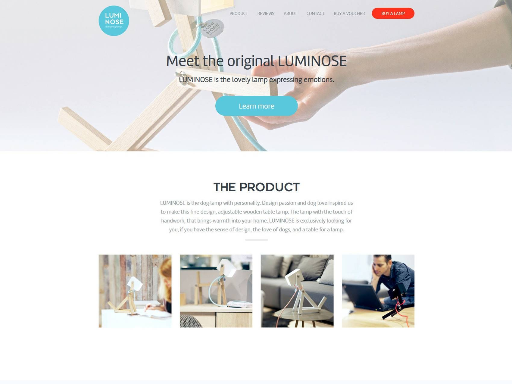 Screenshot of the LUMINOSE – The lovely lamp website