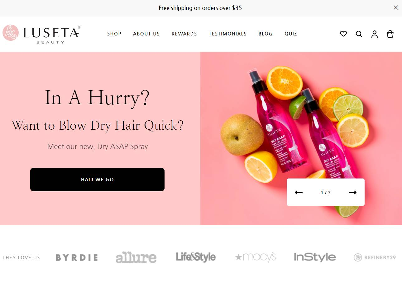 Screenshot of the Luseta Beauty website