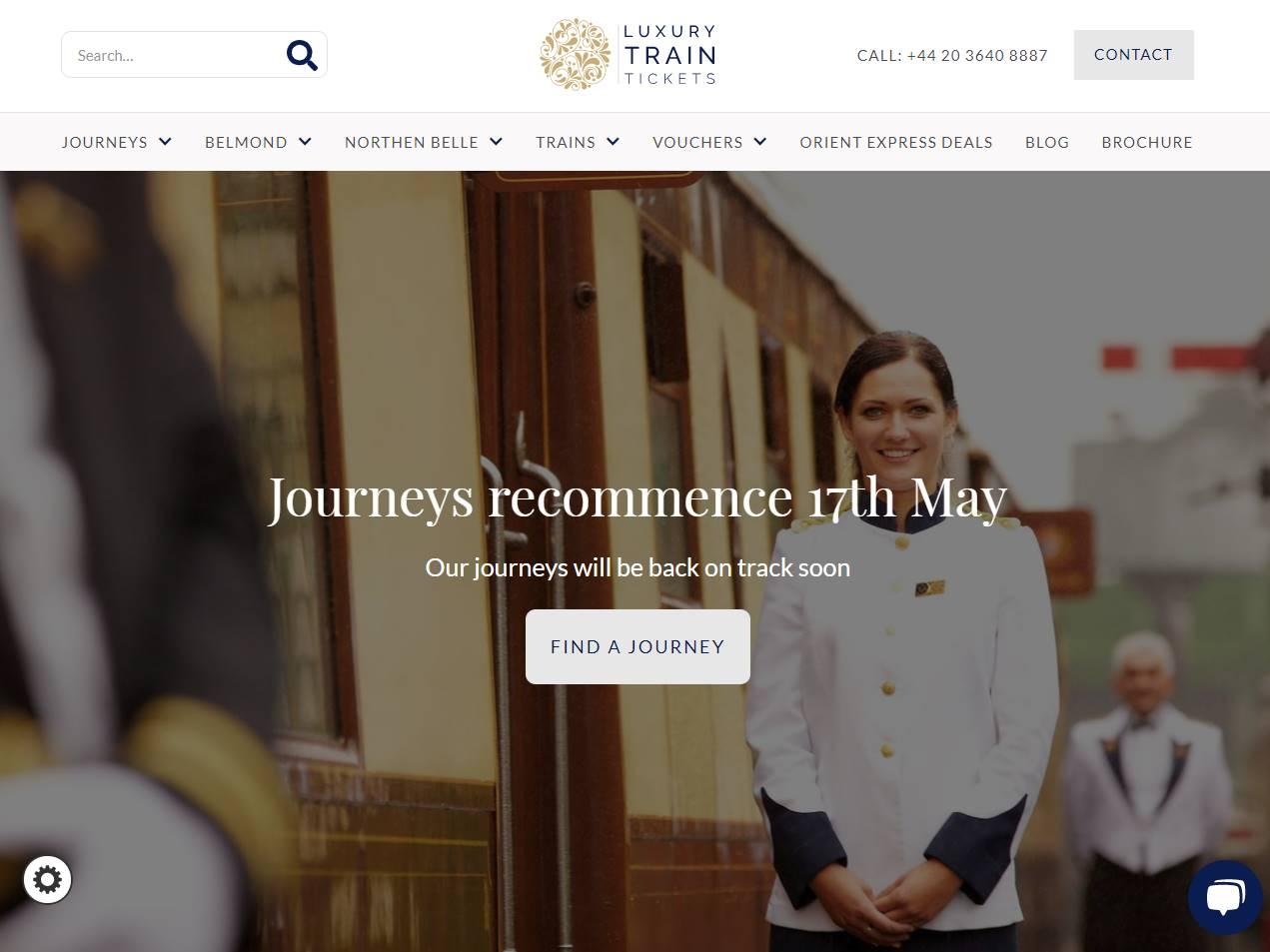 Screenshot of the Luxury Train Tickets website