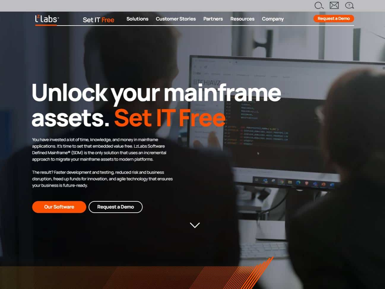 Screenshot of the LzLabs website