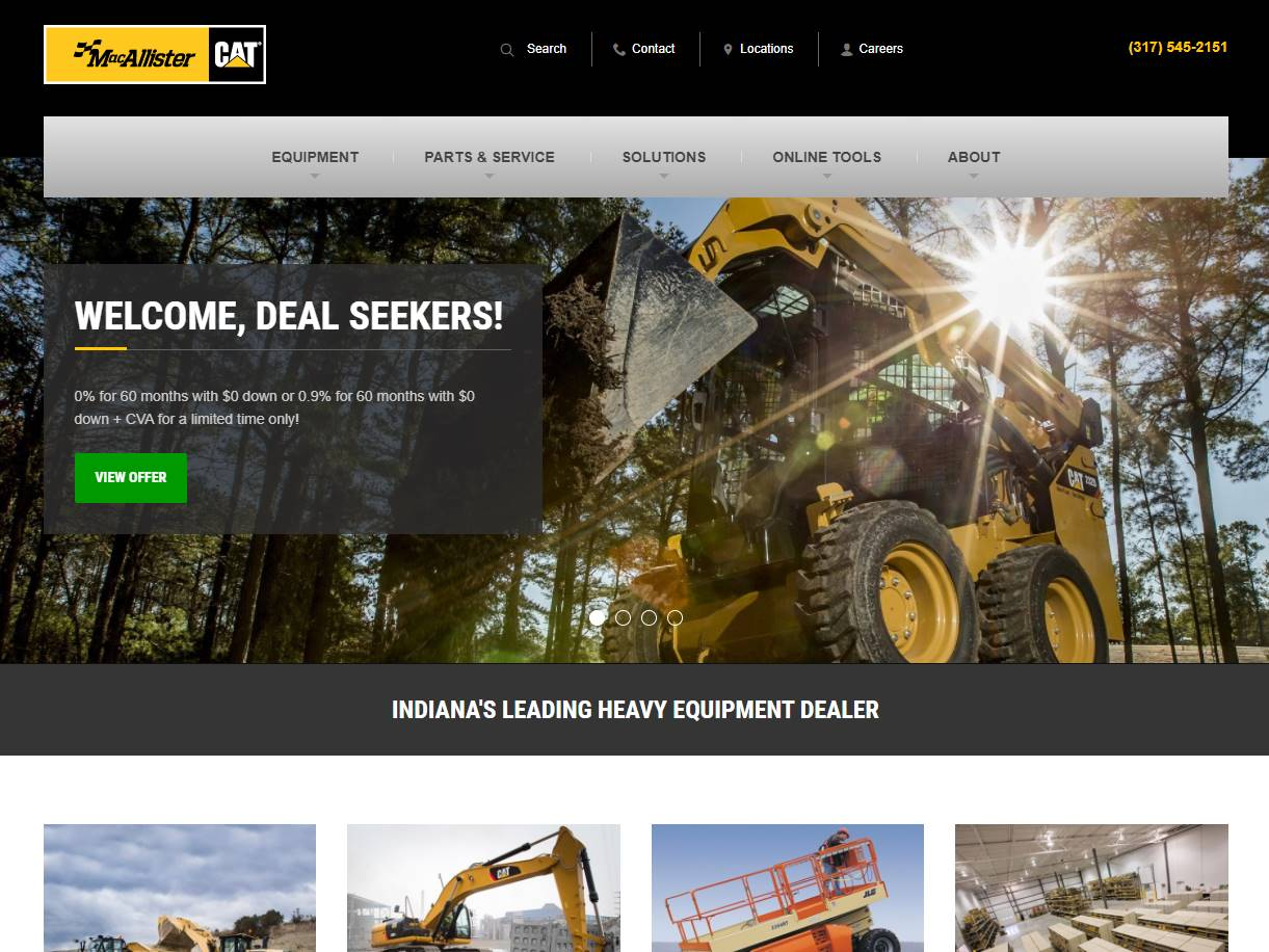Screenshot of the MacAllister Machinery website