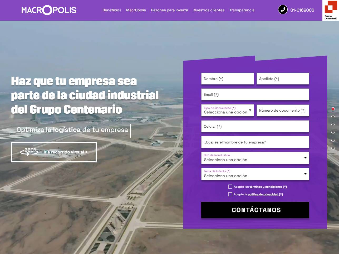 Screenshot of the Macropolis website