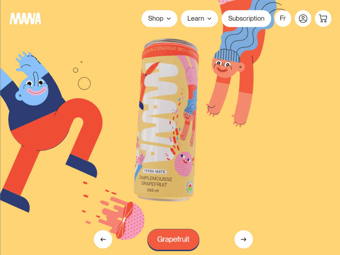 Screenshot of the Mana Yerba Mate website