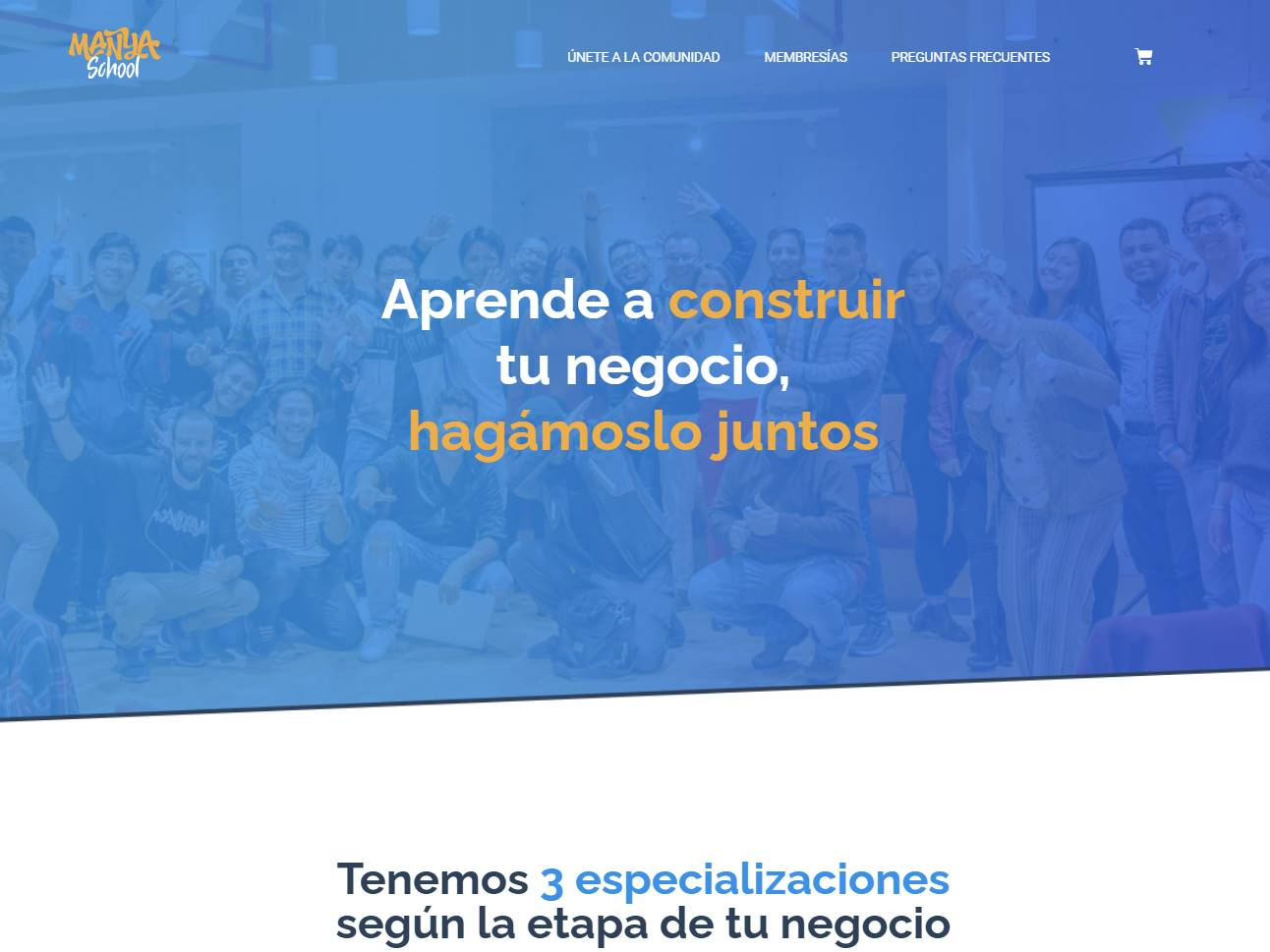Screenshot of the Manya School website