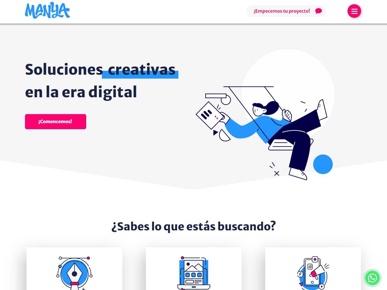 Screenshot of the Manya website