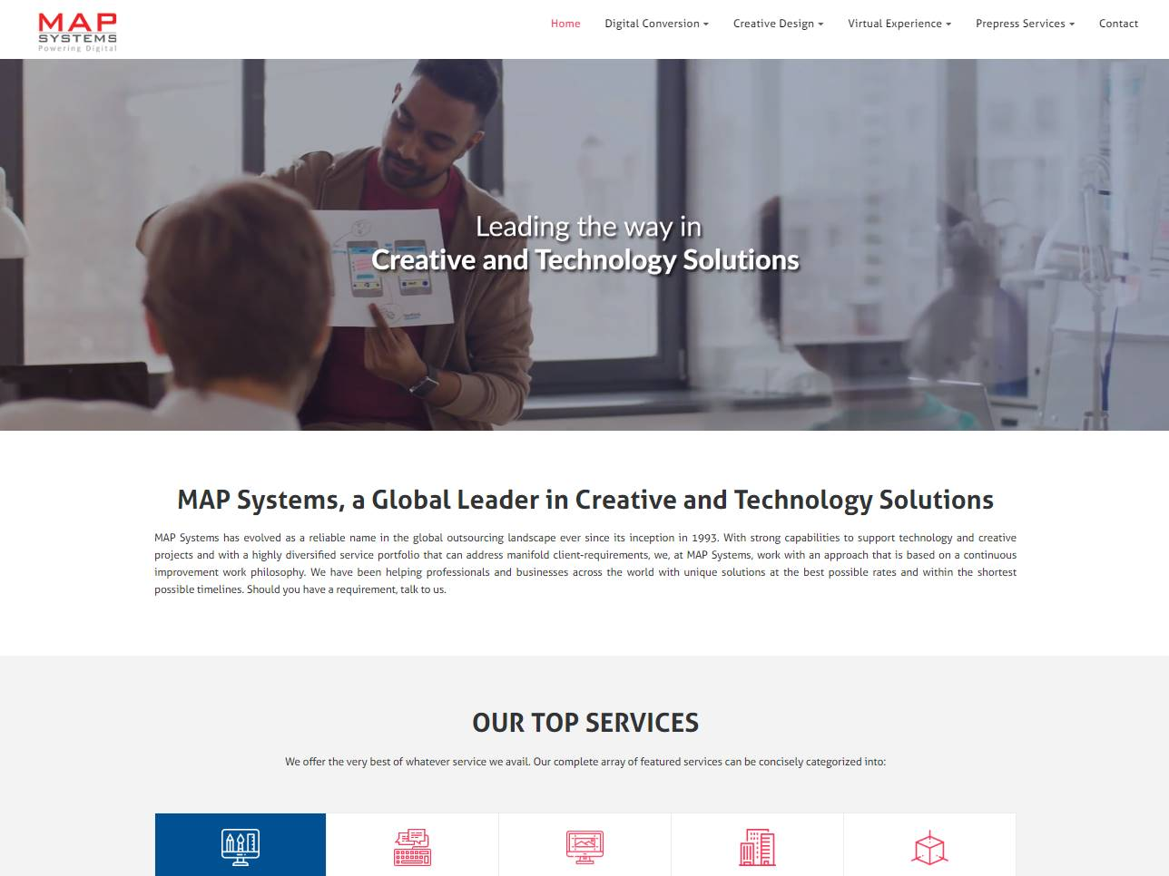 Screenshot of the MAP Systems India website