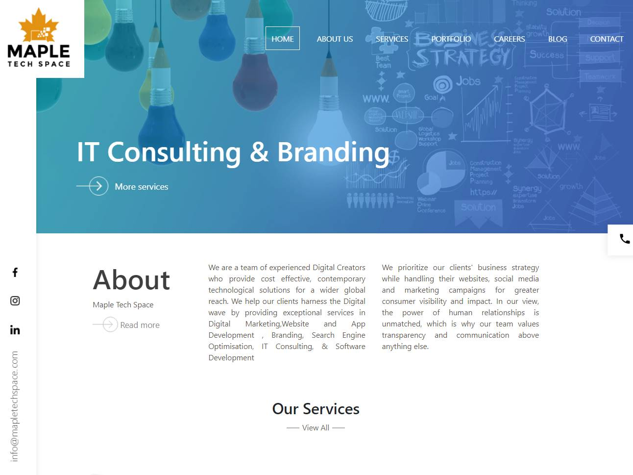 Screenshot of the Maple Tech Space website