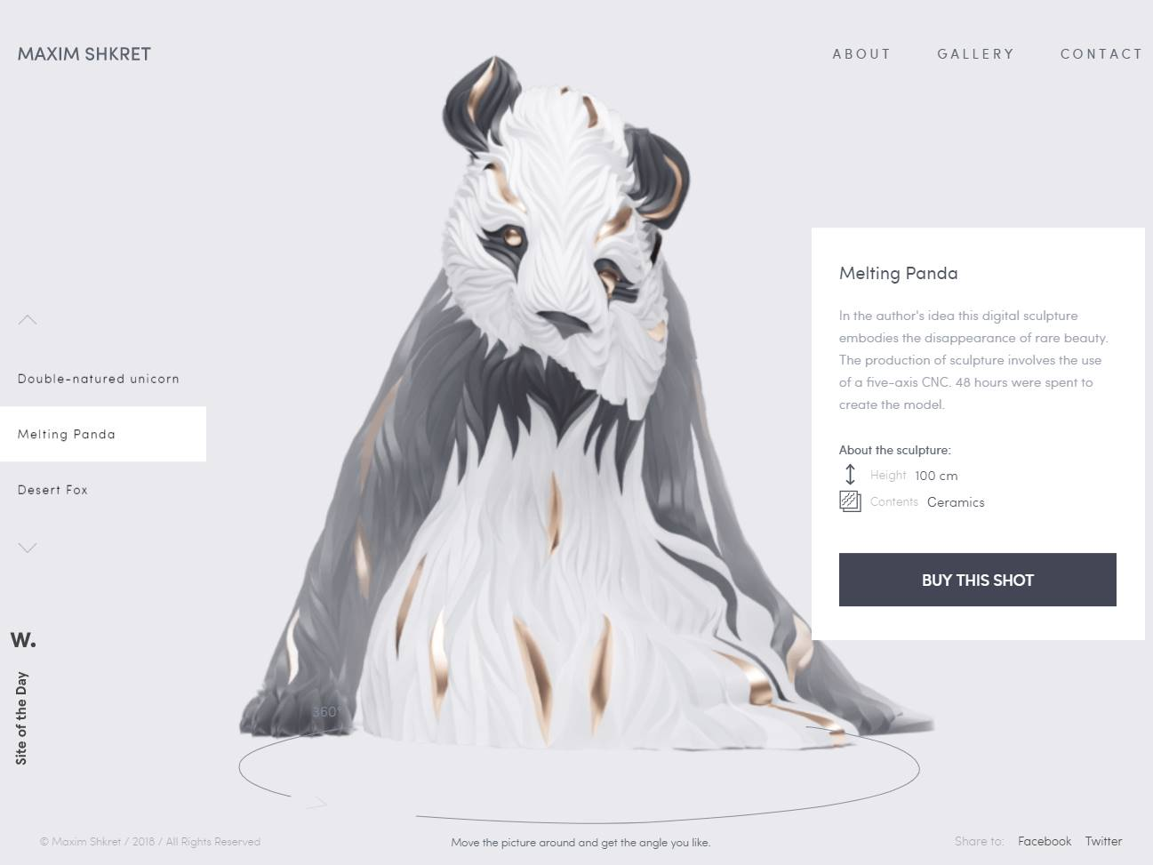 Screenshot of the Max Shkret artist portfolio website