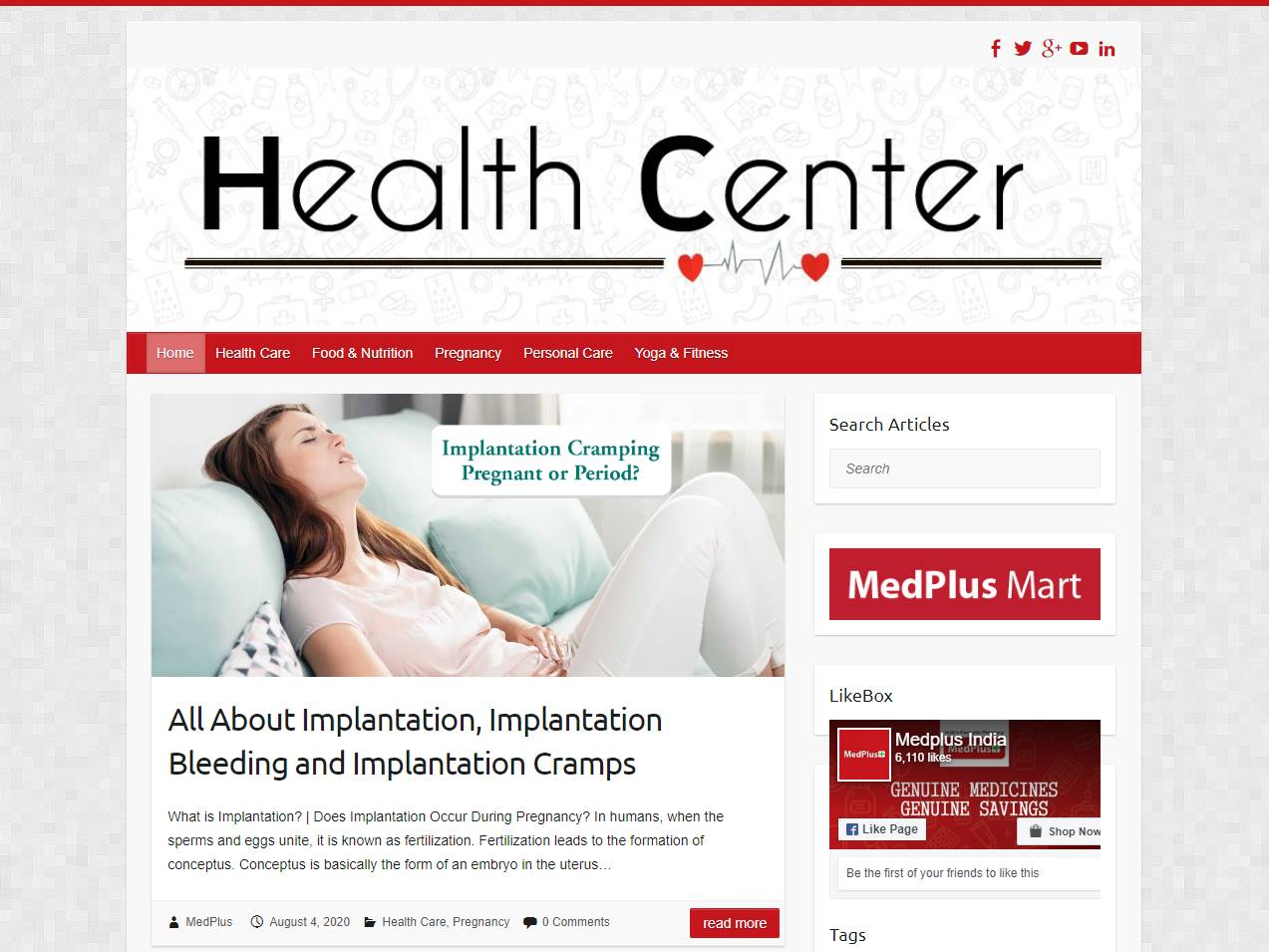 Screenshot of the MedPlus Mart website