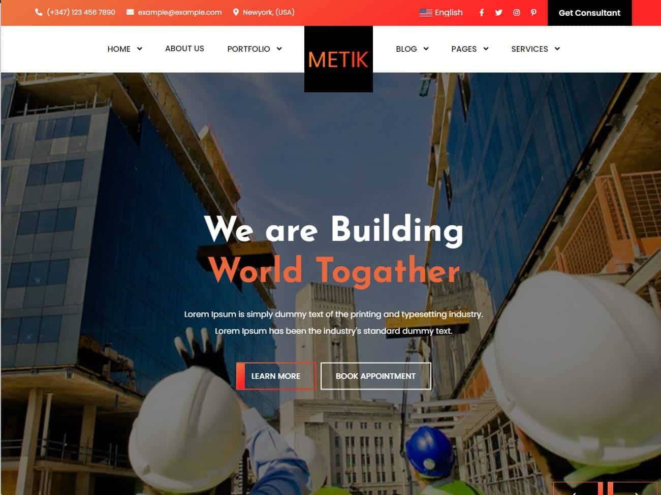 Screenshot of the Metik website