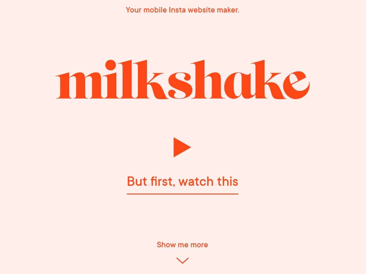 Screenshot of the Milkshake website