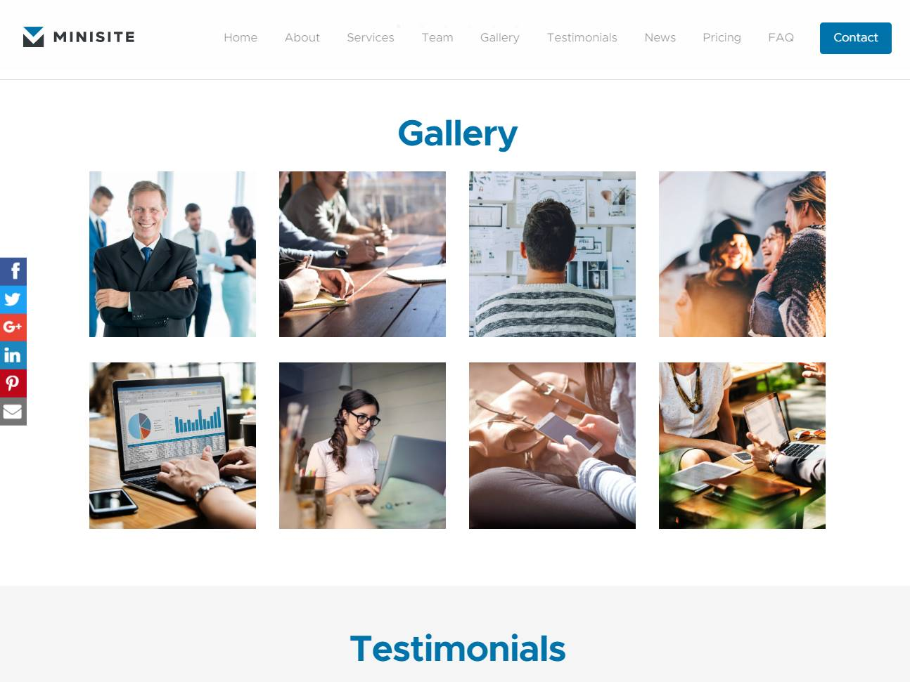 Screenshot of the Minisite Pro website