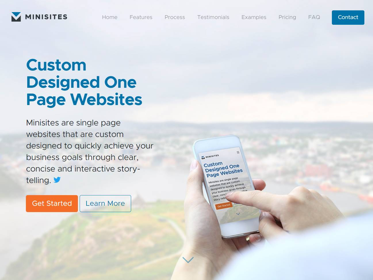 Screenshot of the Minisites website