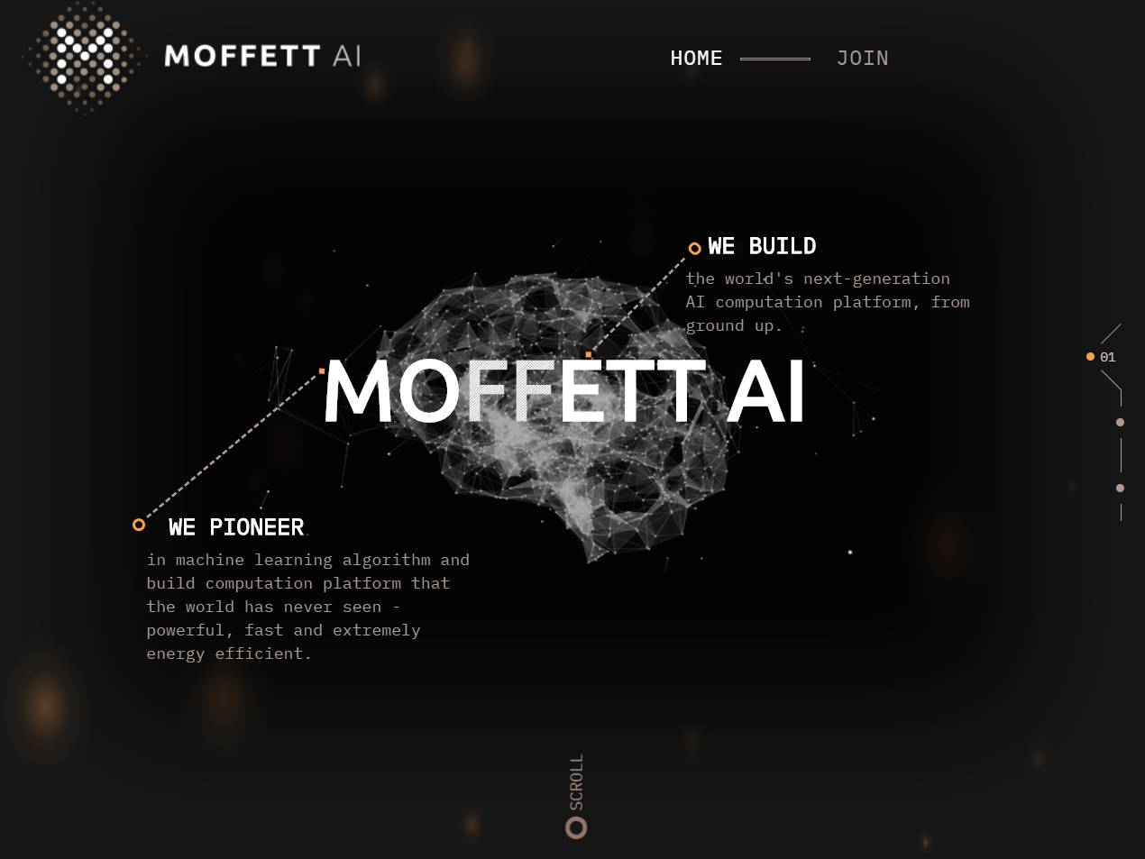 Screenshot of the MOFFETT AI website