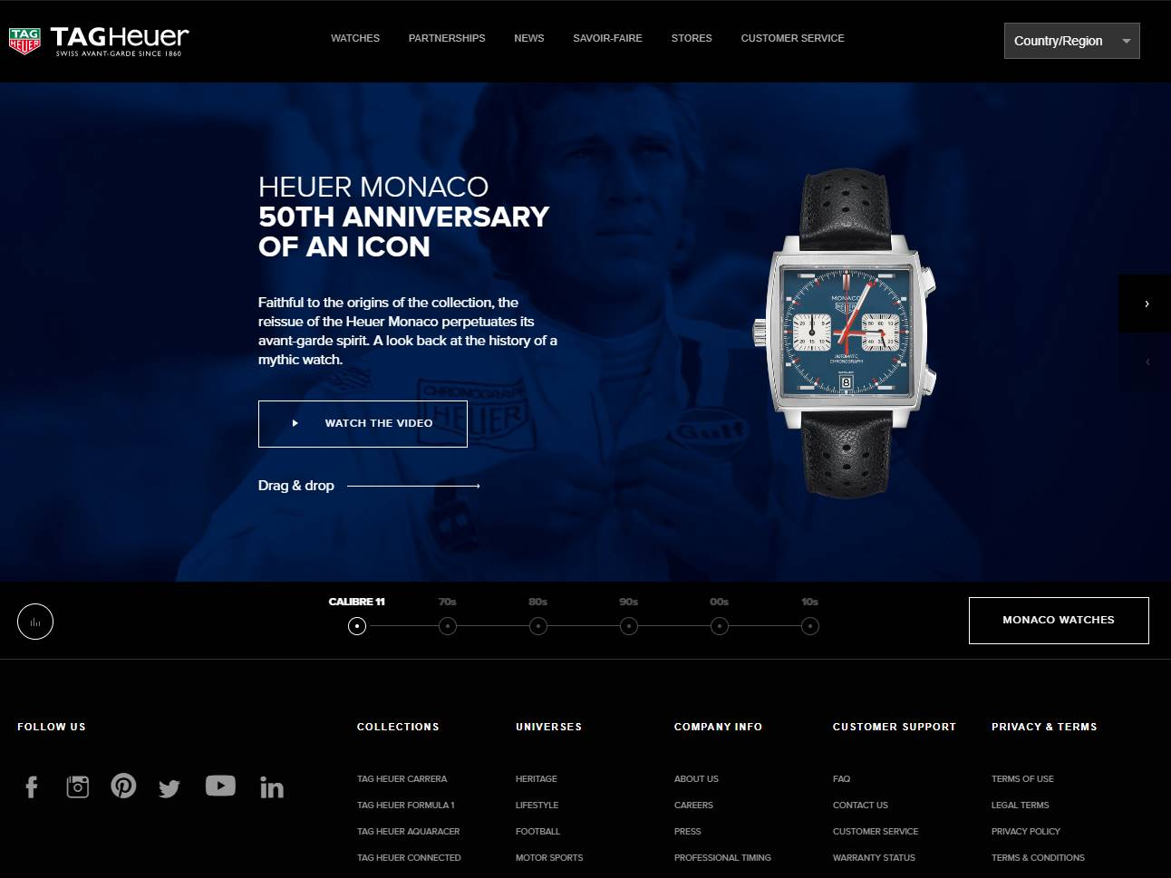 Screenshot of the Monaco 50th anniversary website