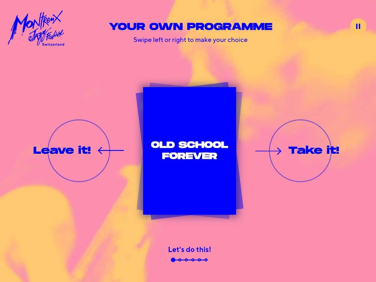 Screenshot of the Montreux Jazz Festival – Swipe website