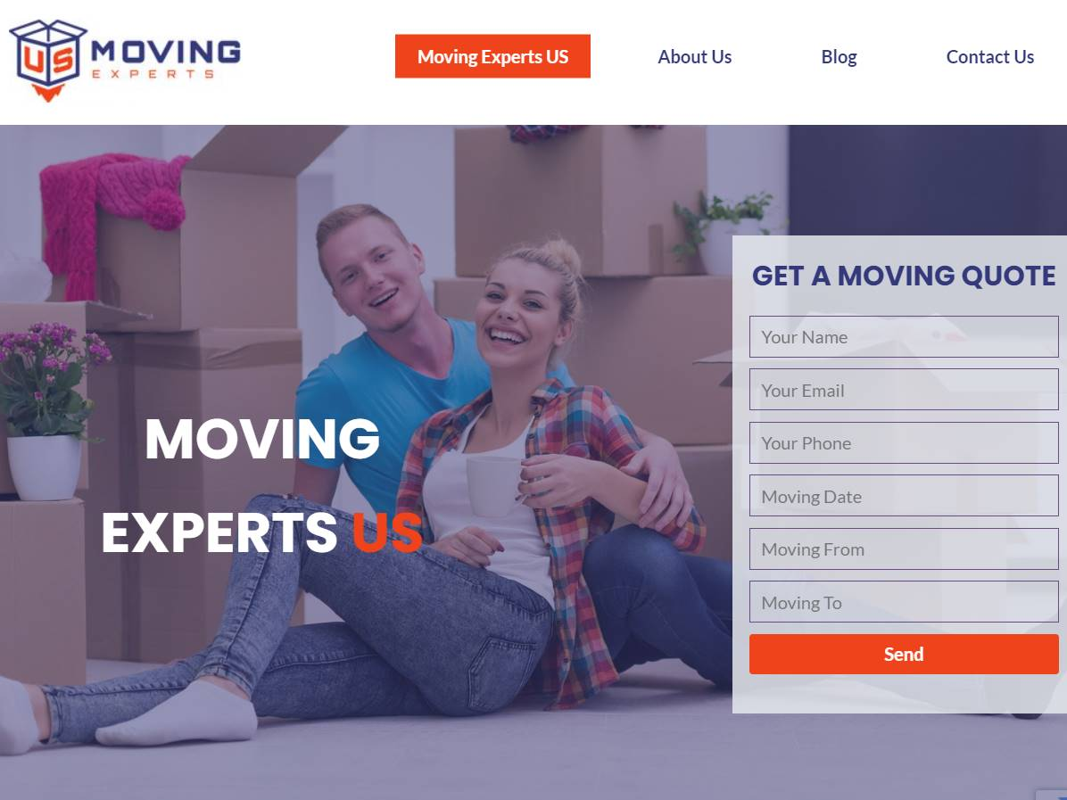Screenshot of the Moving Experts US website