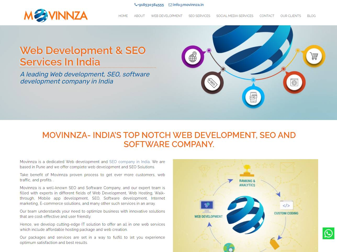 Screenshot of the Movinnza website