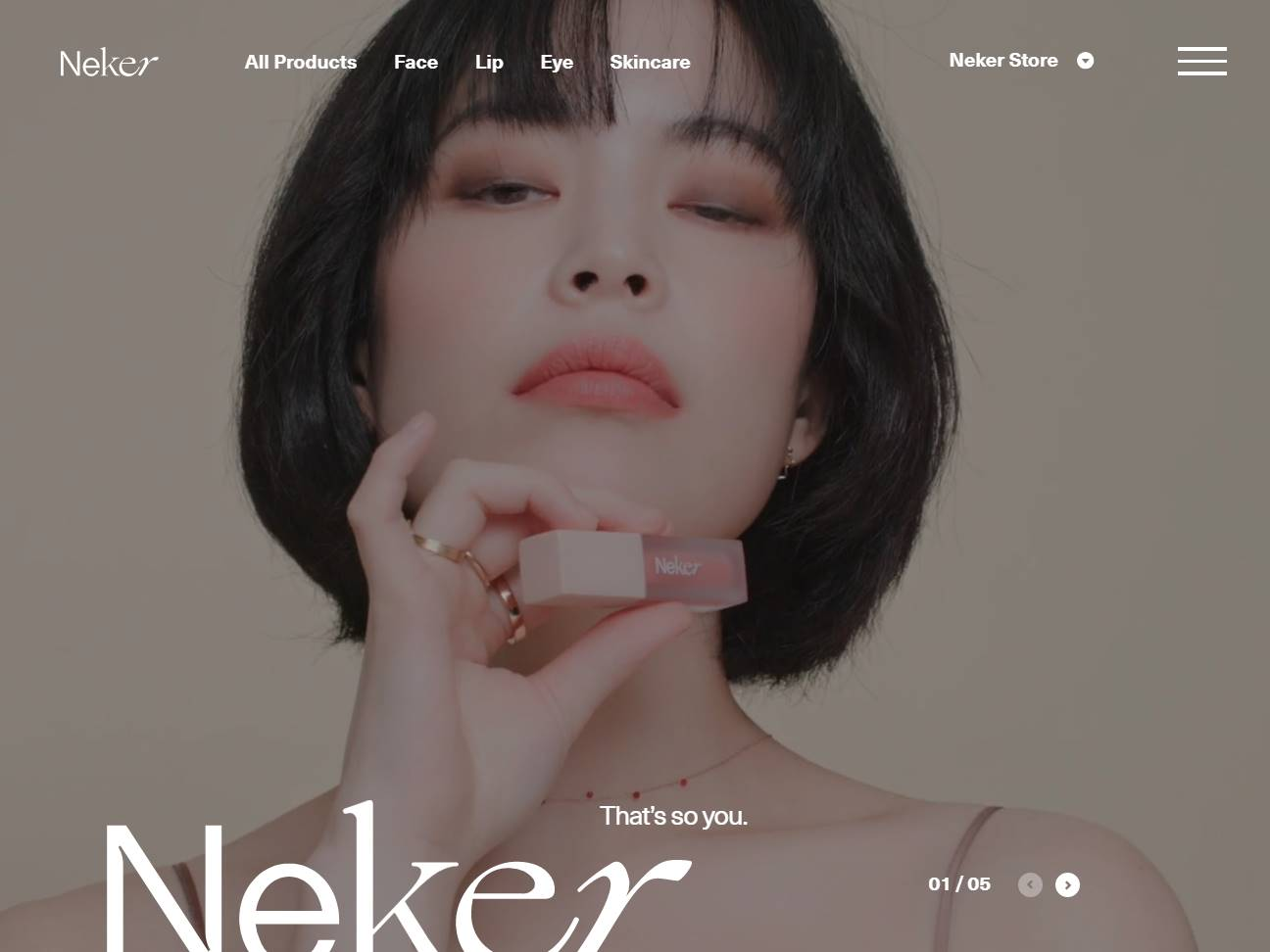 Screenshot of the Neker website