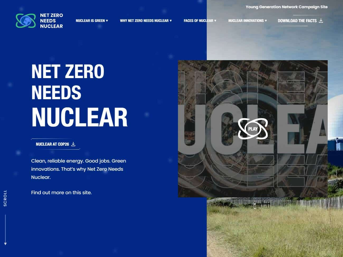Screenshot of the Net Zero Needs Nuclear website