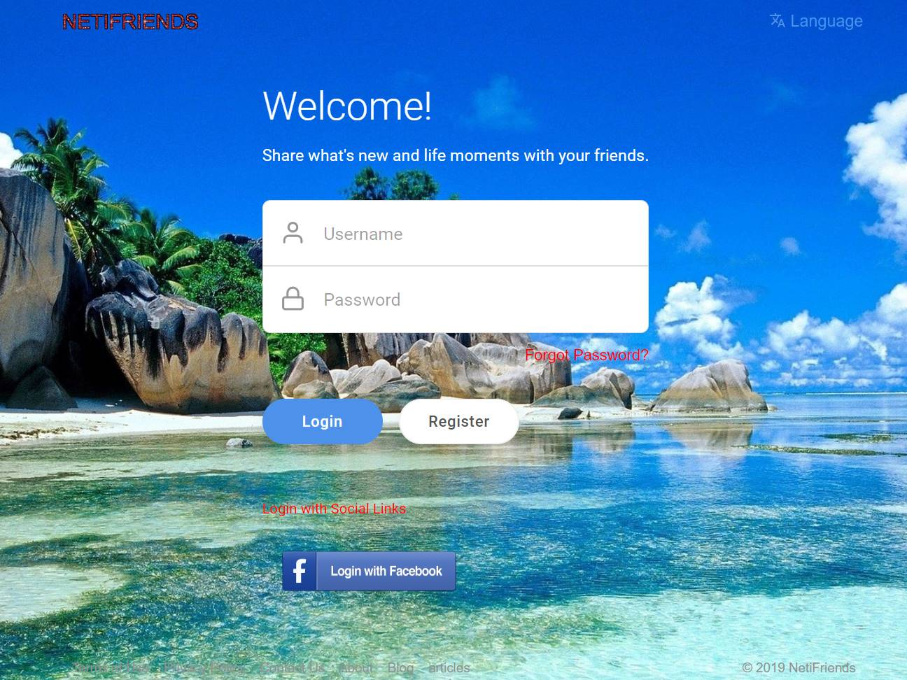 Screenshot of the Netifriends website
