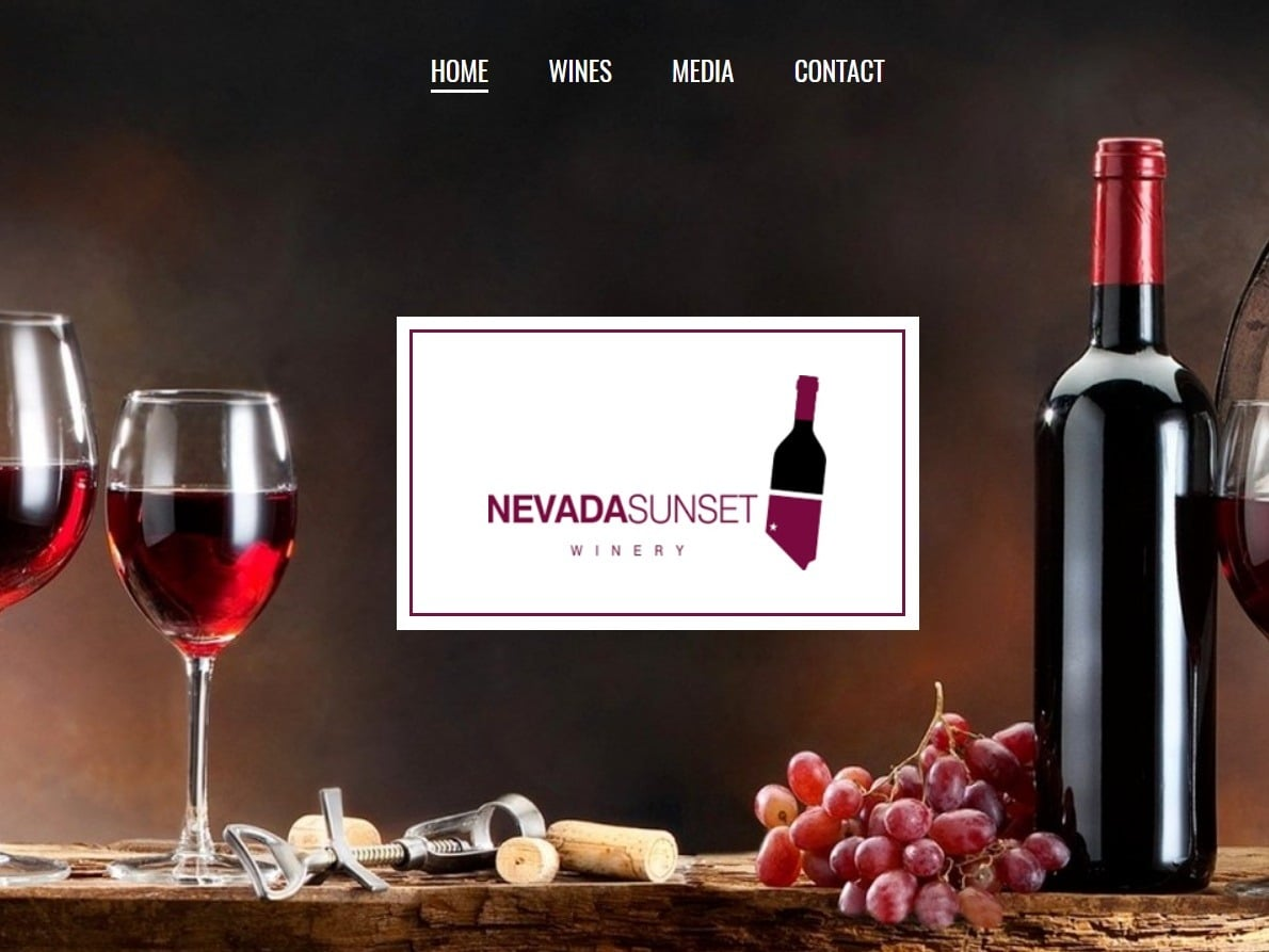Screenshot of the NevadaSunset Winery website