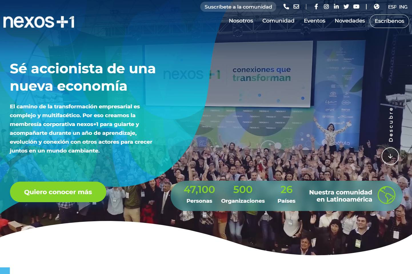 Screenshot of the Nexos+1 website