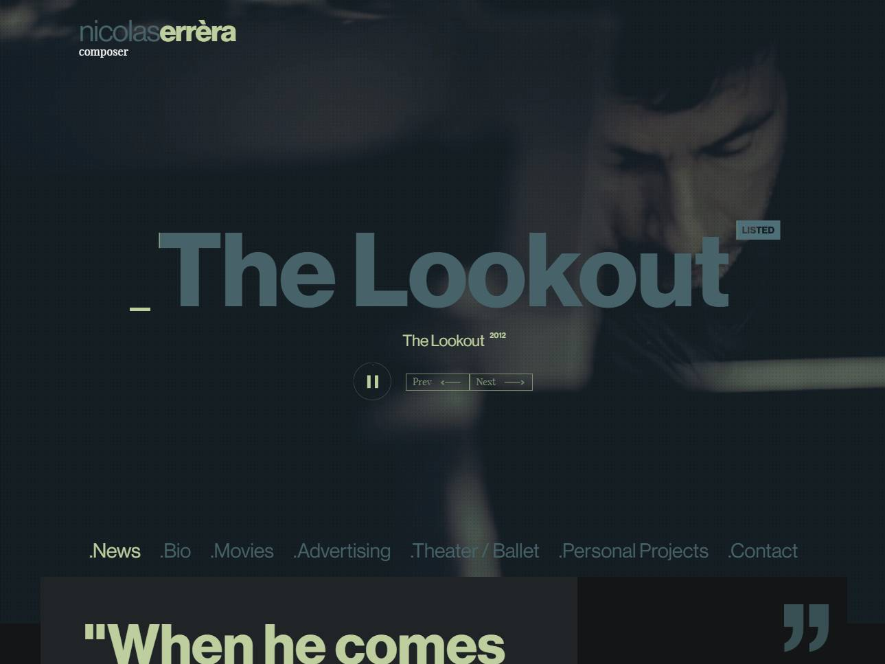 Screenshot of the Nicolas Errera website