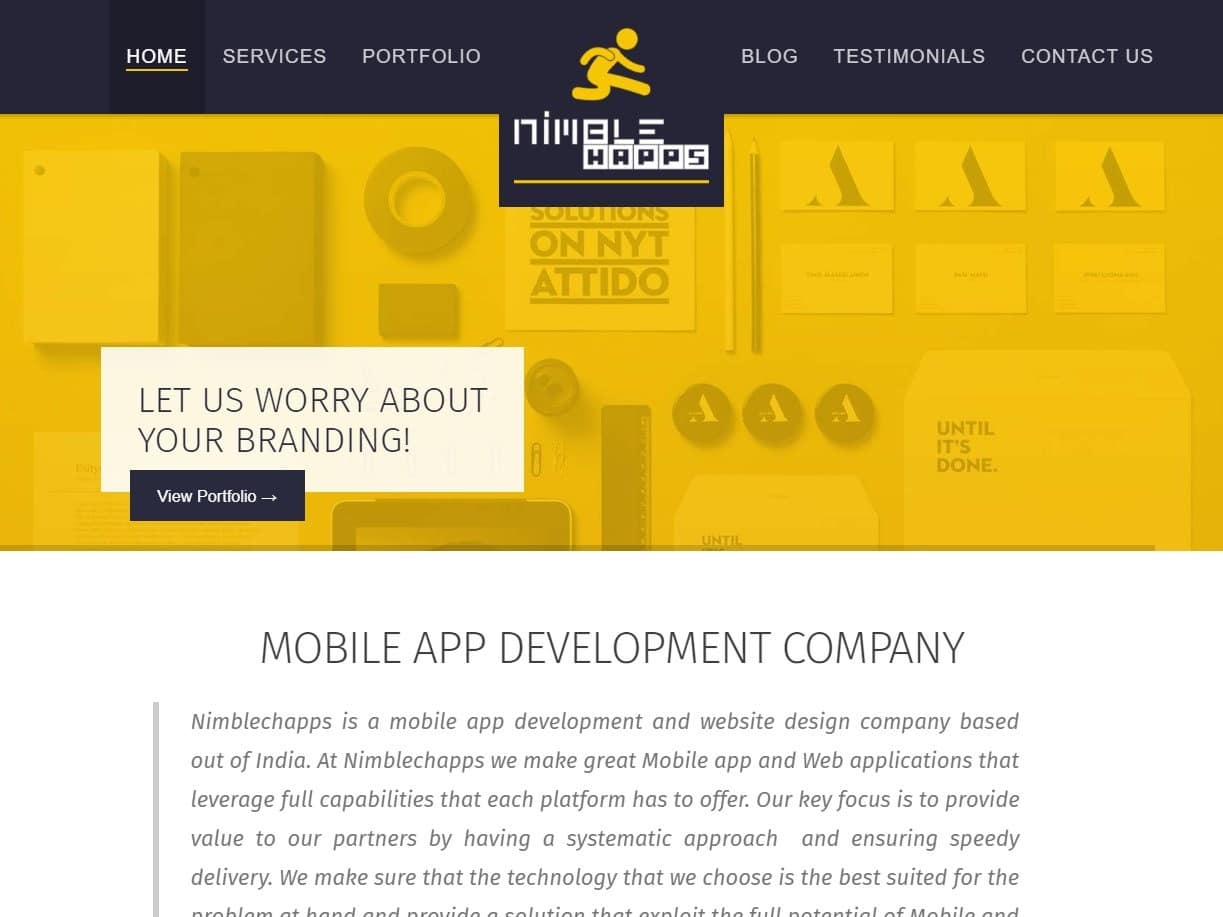 Screenshot of the Nimblechapps website