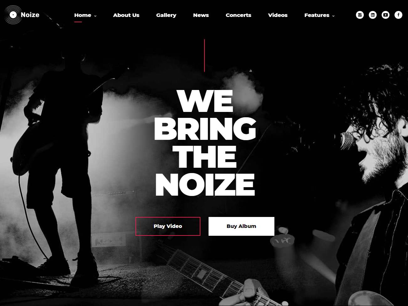 Screenshot of the Noize website