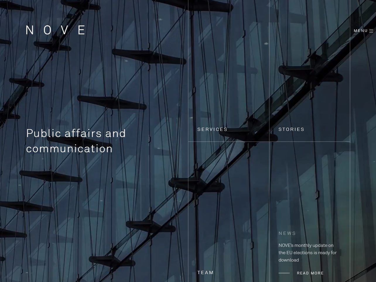 Screenshot of the Nove website