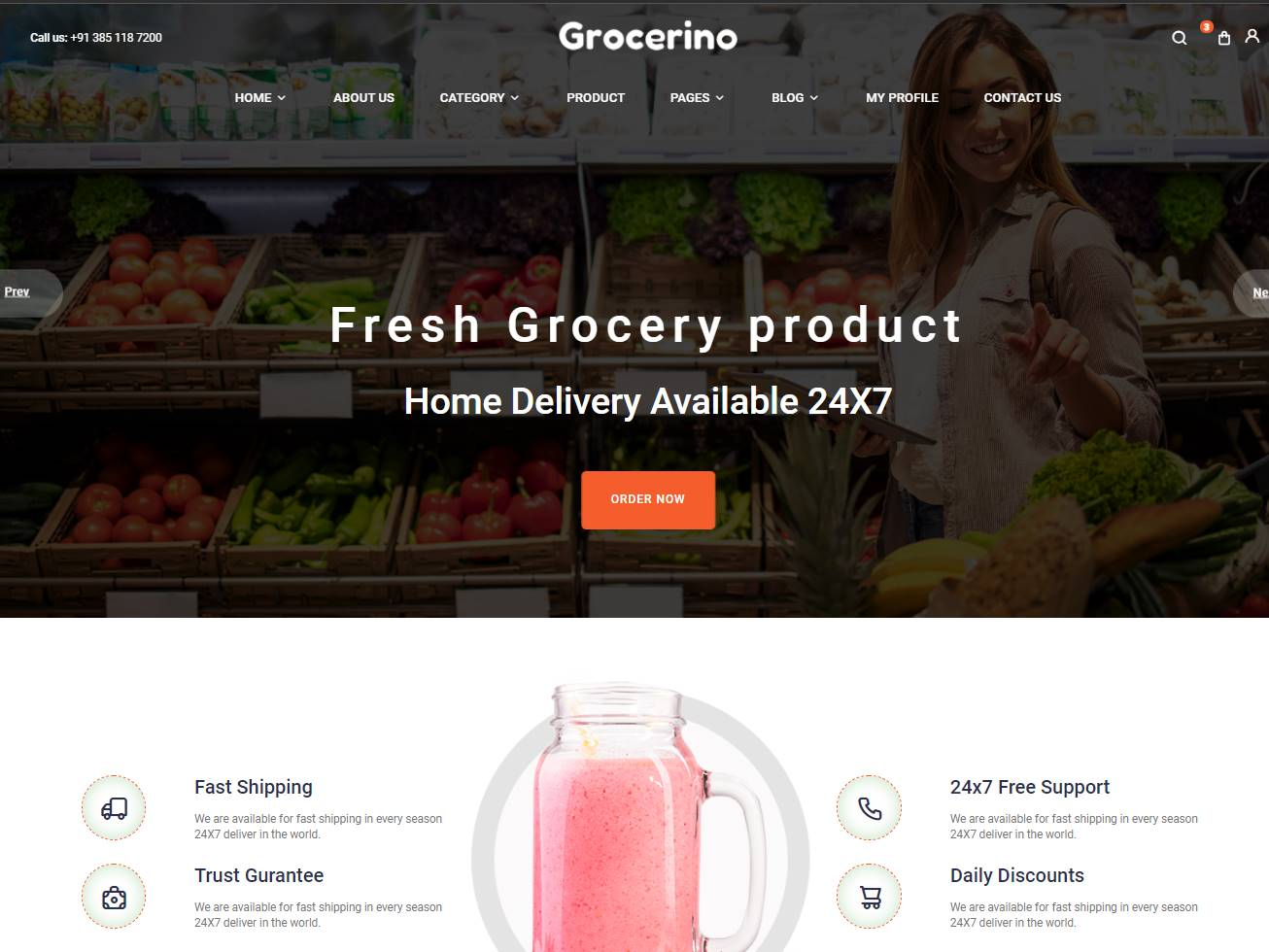 Screenshot of the Ocsolutions Grocerino website