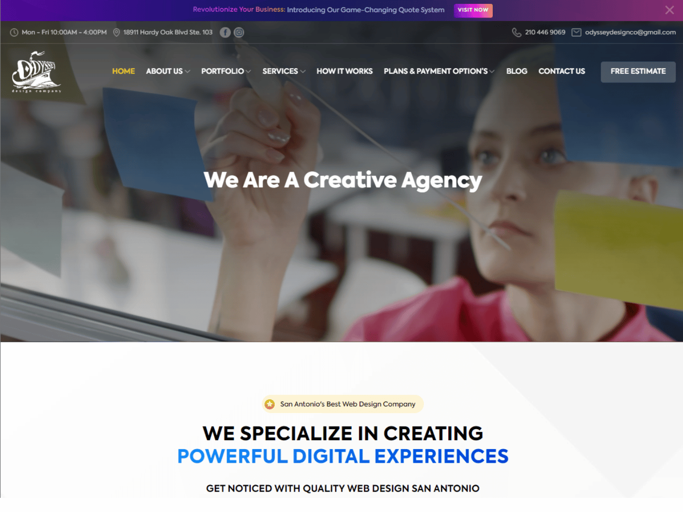 Screenshot of the Odyssey Design Company website