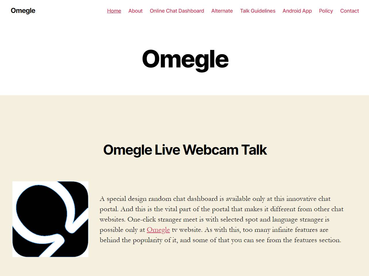 Screenshot of the Omegle Us Org website