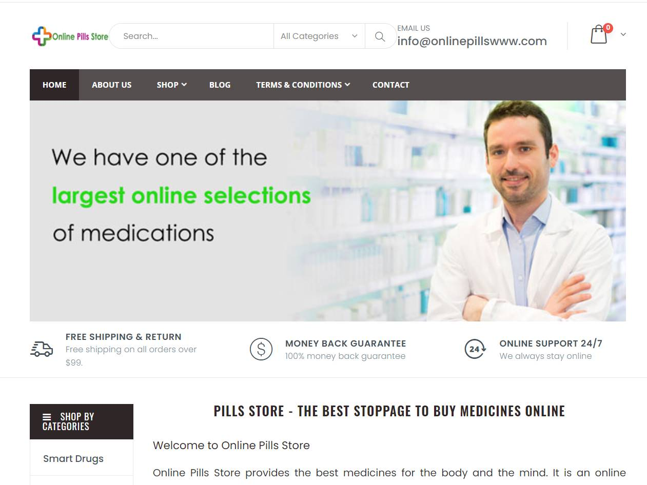 Screenshot of the Online Pills Store website