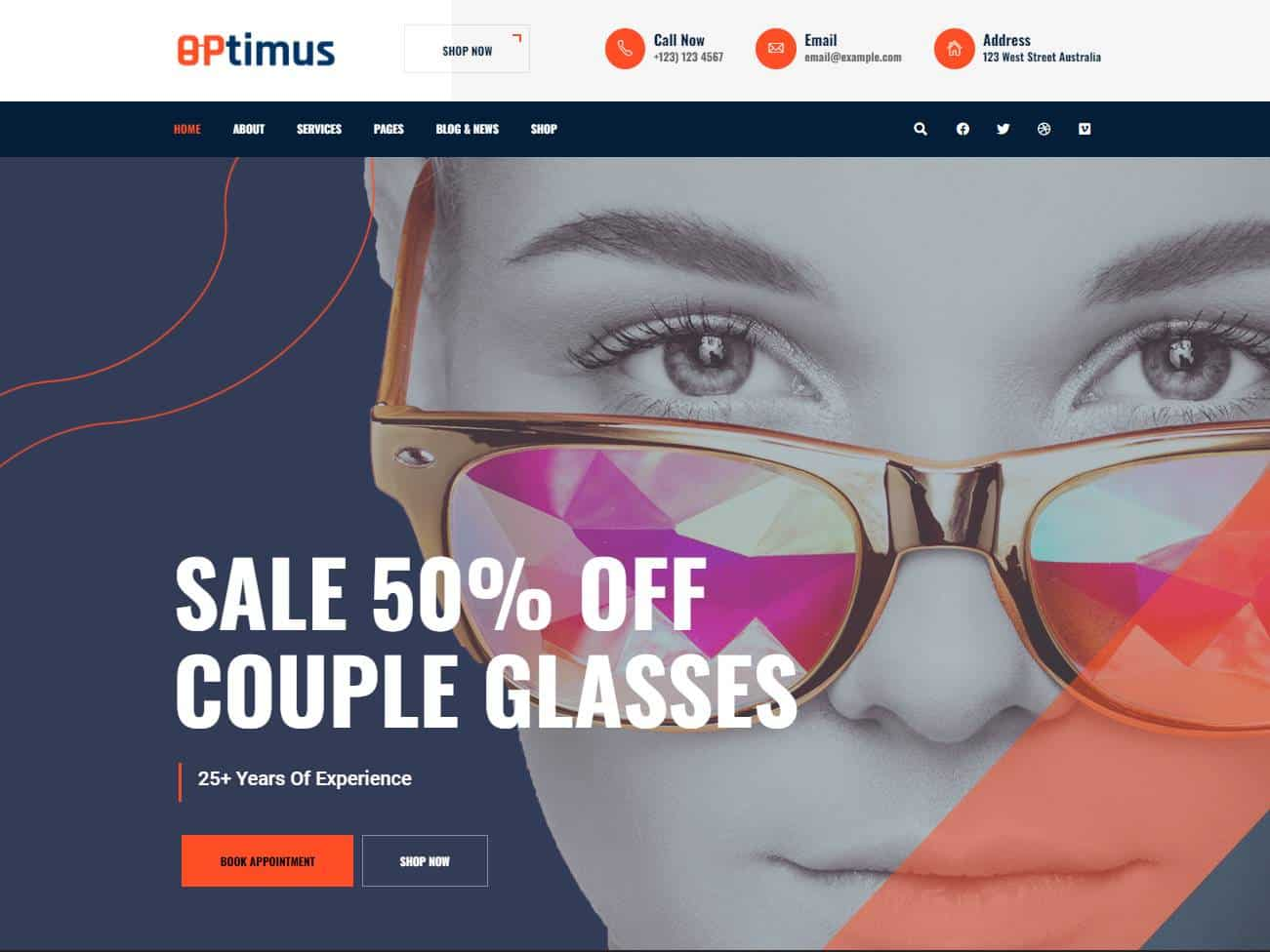Screenshot of the Optymus website