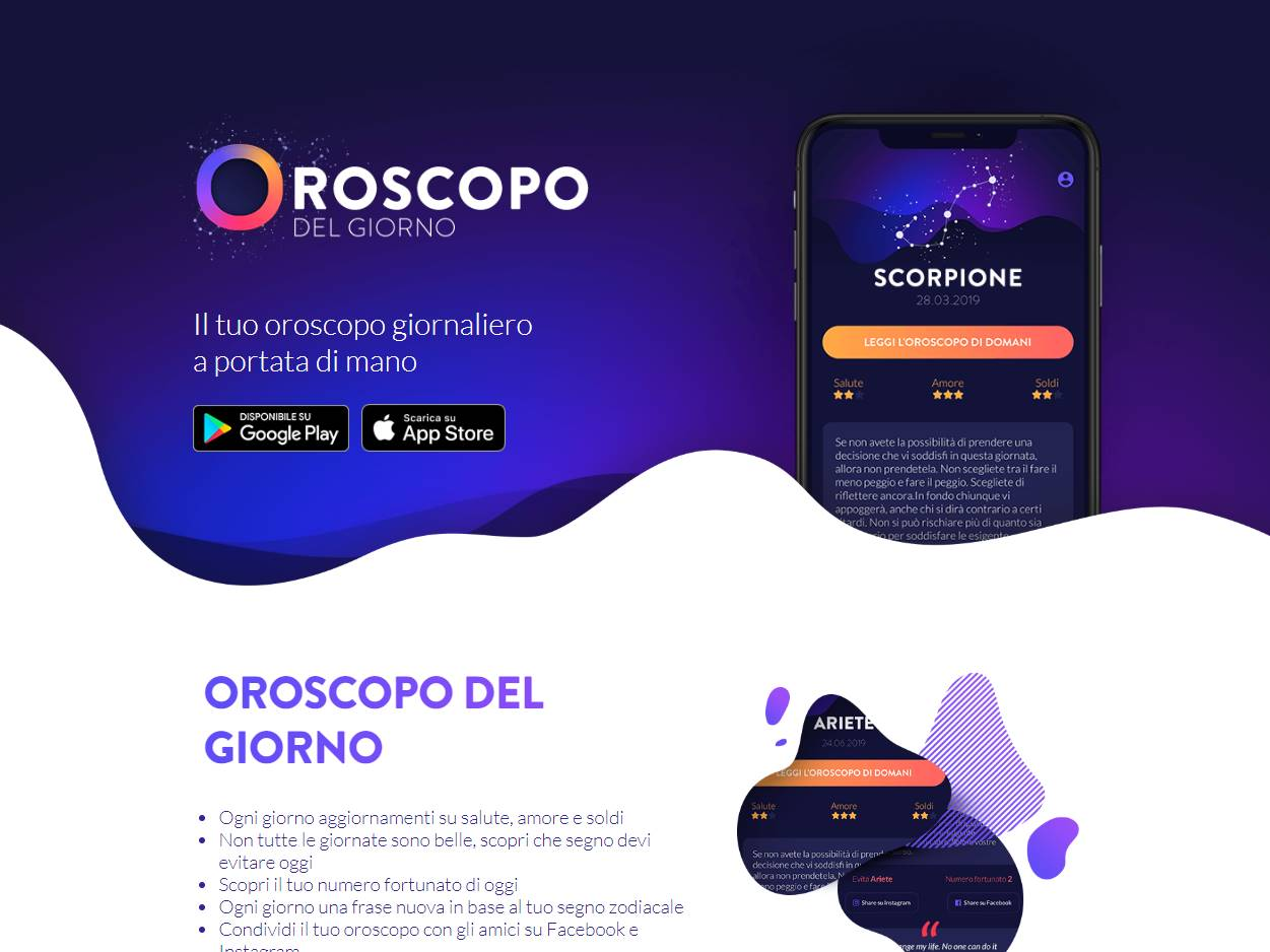 Screenshot of the Oroscopo del Giorno website