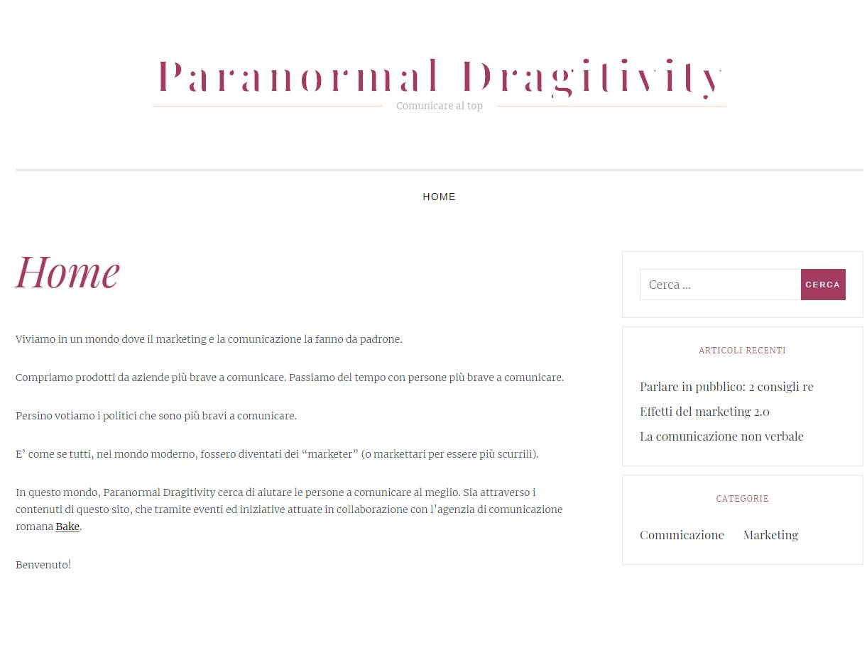 Screenshot of the Paranormal Dragitivity website
