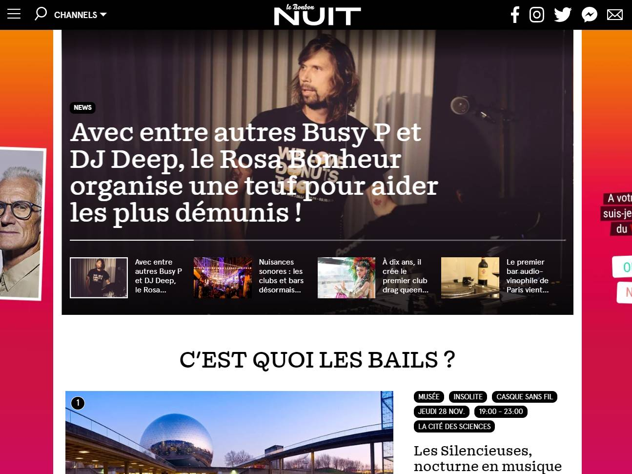 Screenshot of the Paris La Nuit website