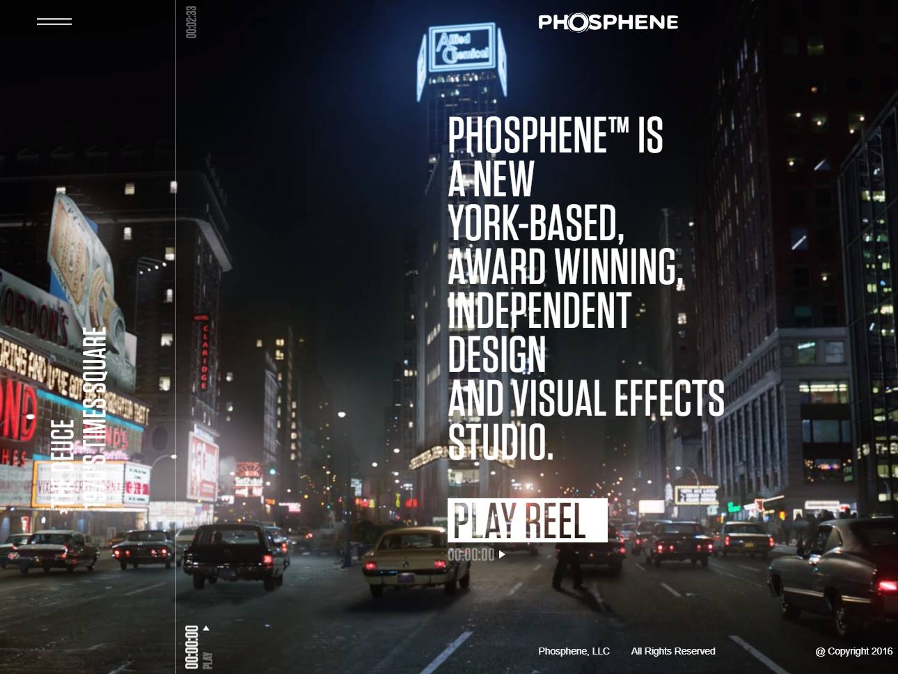 Screenshot of the Phosphene website