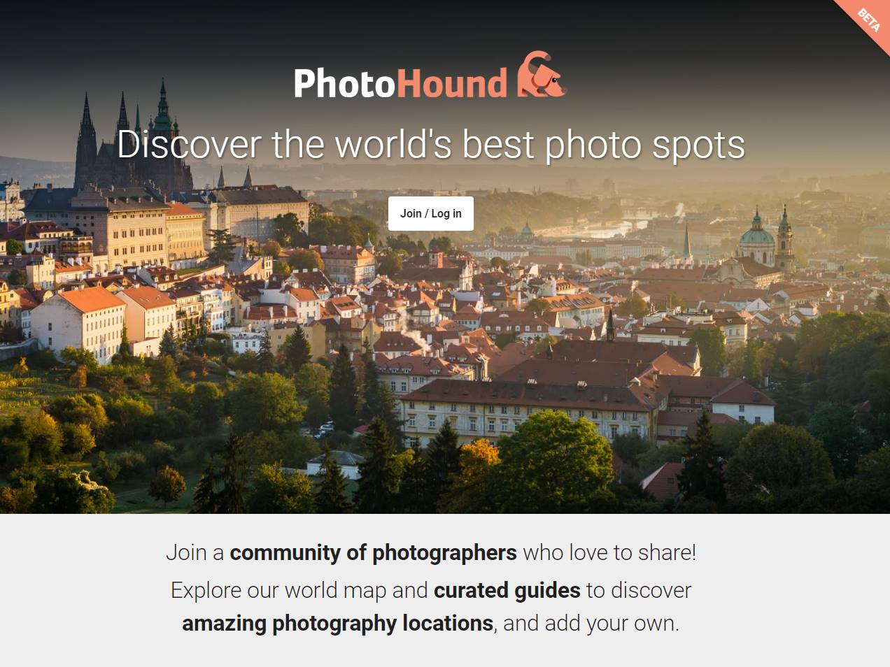 Screenshot of the PhotoHound website