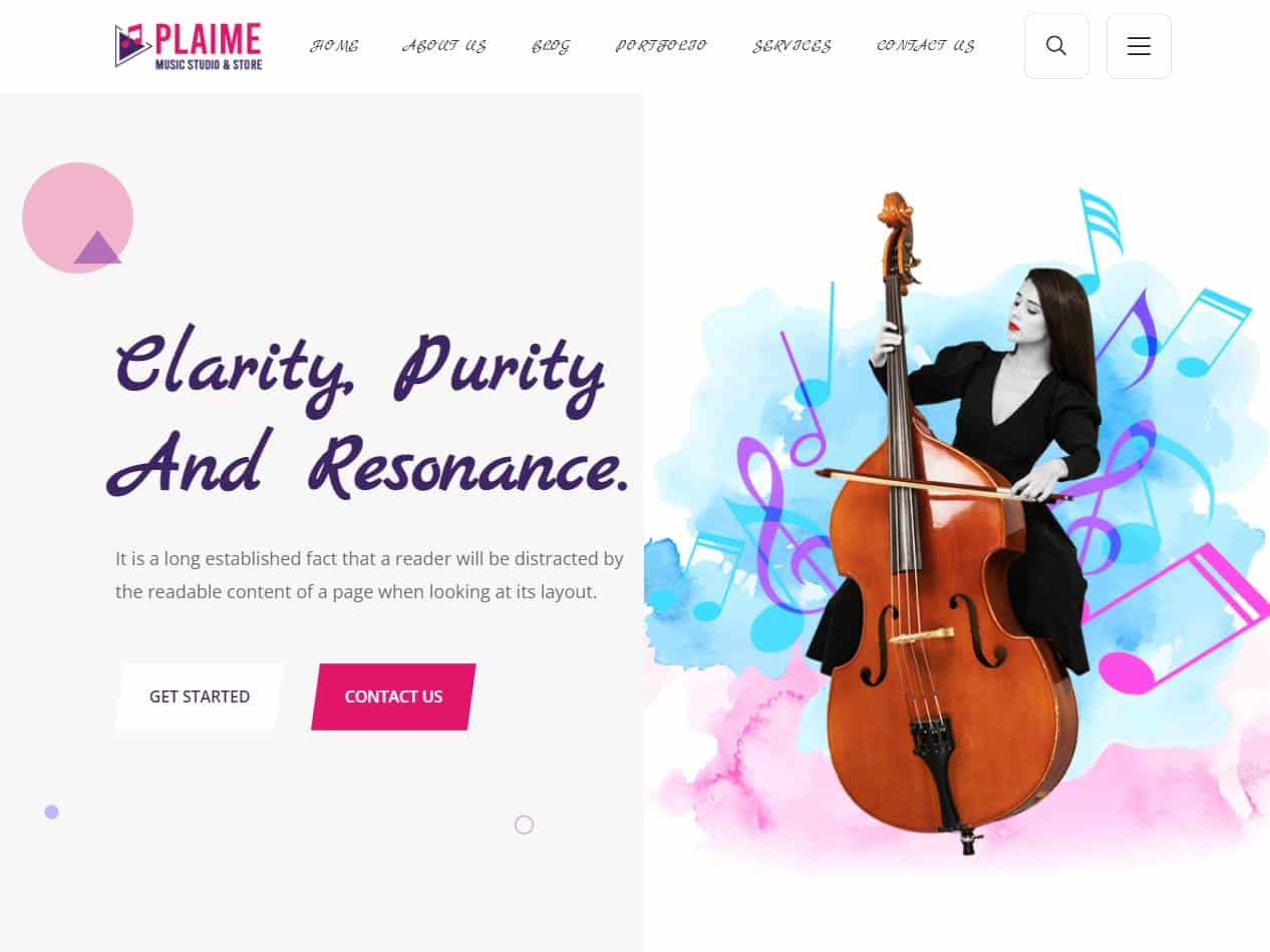 Screenshot of the Plaime website