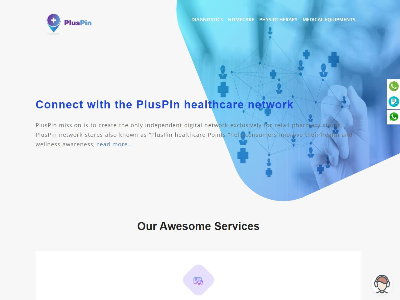 Screenshot of the Pluspin Healthcare website
