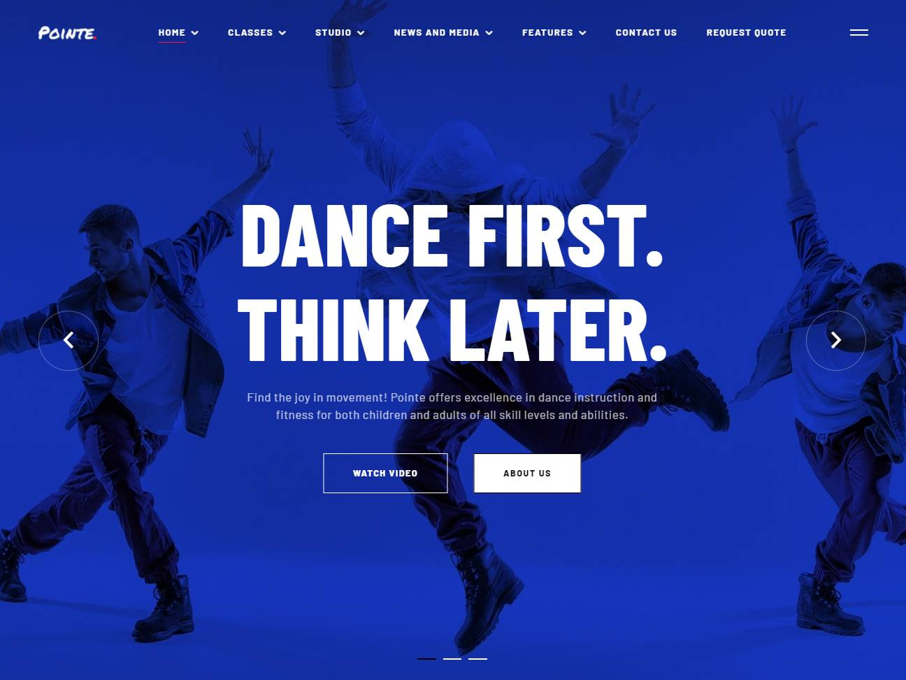 Screenshot of the Pointe Dance Studio website