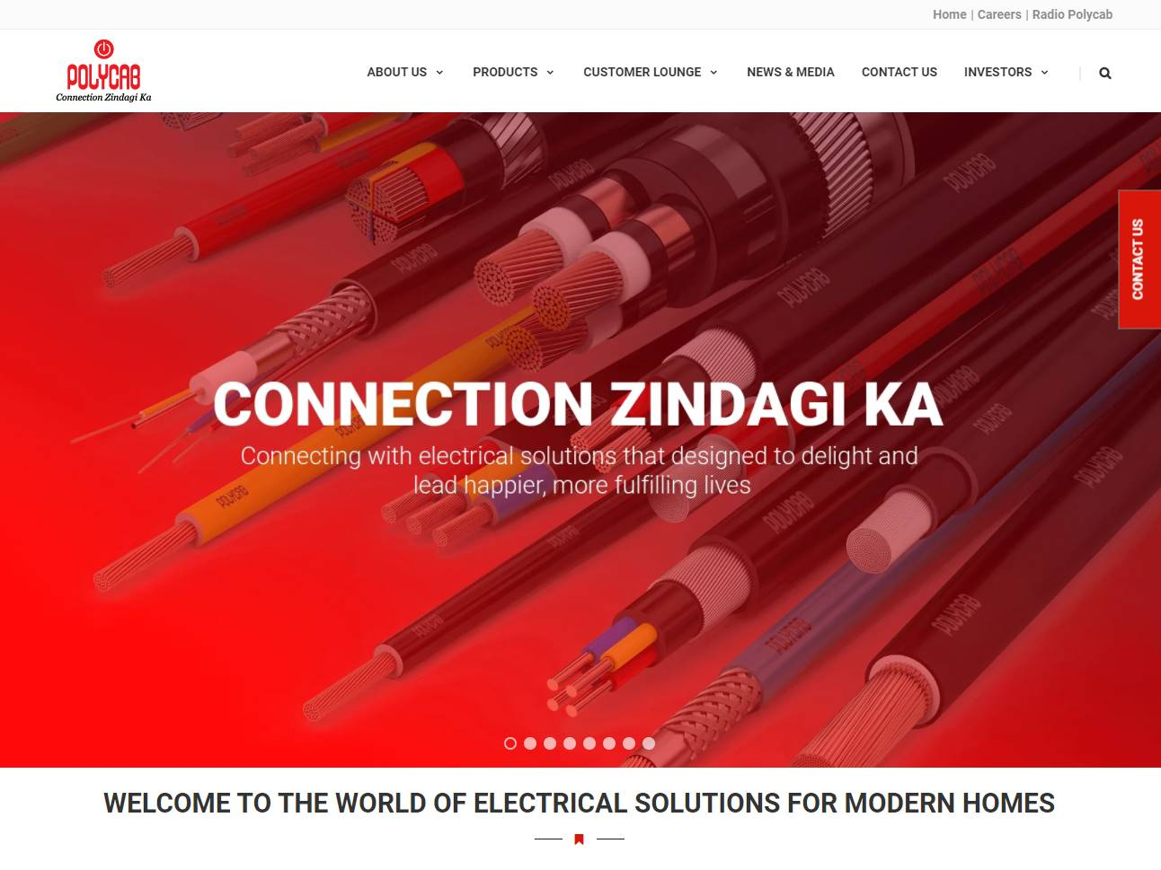 Screenshot of the Polycab website