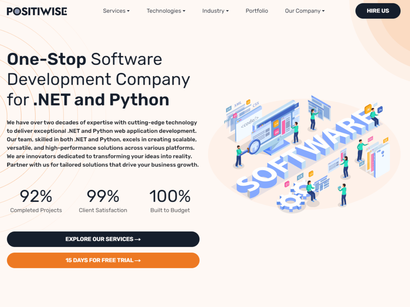 Screenshot of the Positiwise Software Pvt Ltd website