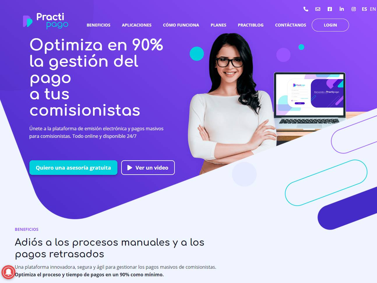Screenshot of the Practipago website