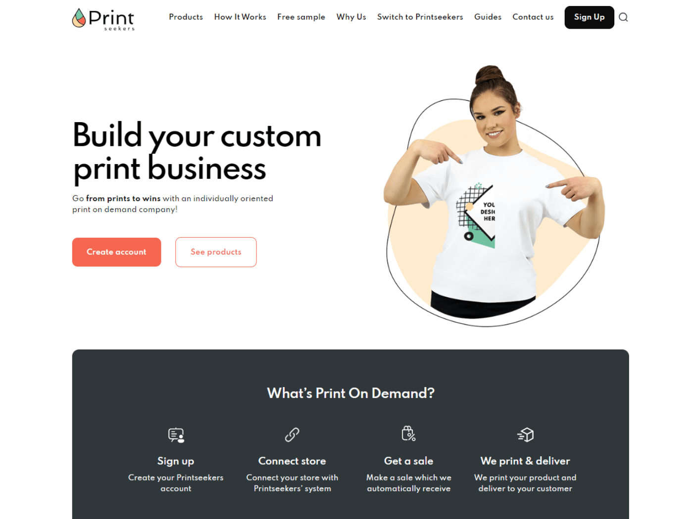 Screenshot of the Printseekers – Global Print on Demand Supplier website