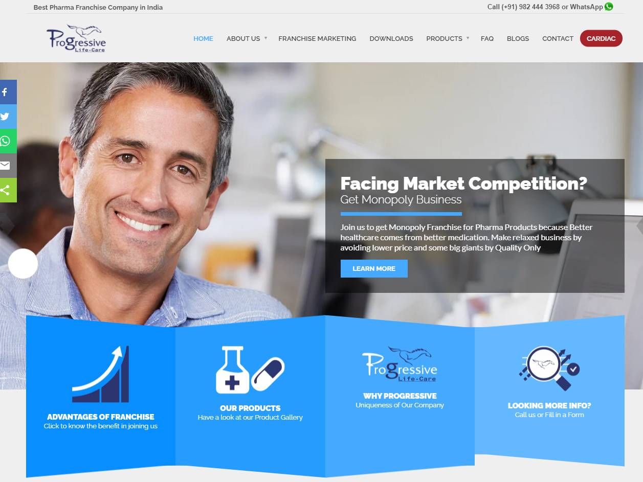 Screenshot of the Progressive Life Care website